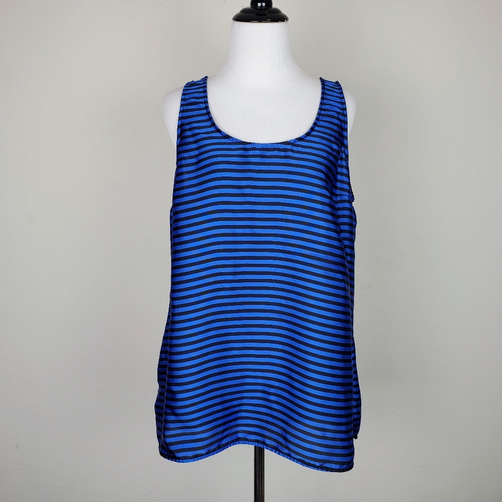 MICHAEL Michael Kors Tank Top Blue Black Striped Spring Summer